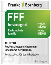 Rechtsschutz-Rating - hervorragend Franke und Bornberg Rechtsschutz-Rating