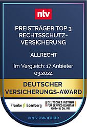 TOP 3 Rechtsschutz im Deutschen Versicherungs-Award 2024