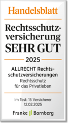 Handelsblatt Rating-Siegel Rechtsschutz - SEHR GUT