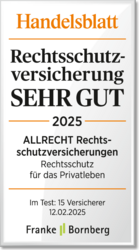 Handelsblatt Rechtsschutz-Rating SEHR GUT